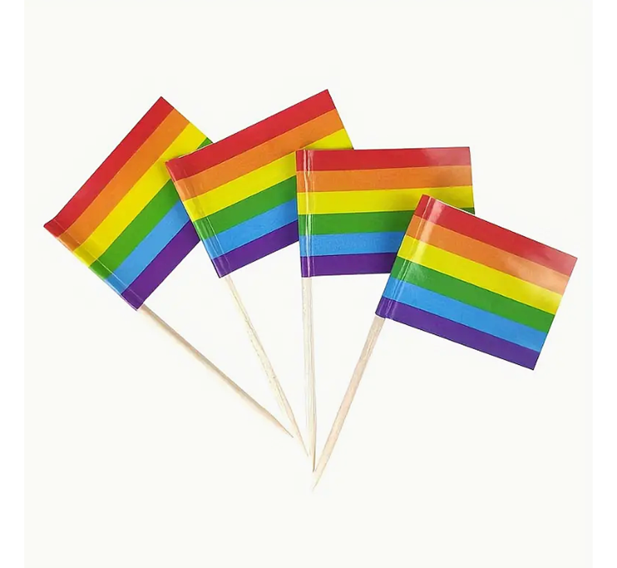 Allernieuwste.nl® Cocktailprikkers Regenboog Pride Vlag - 100 Stuks - LGBT Feestdecoratie %%