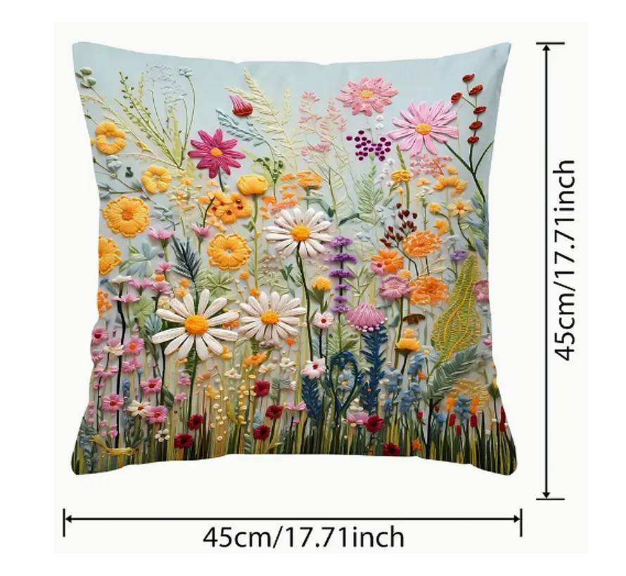 Allernieuwste.nl® Kussenhoes Heidebloemen Kussen Polyester - Kussenovertrek Bloemen - Kleur 45 x 45 cm %%