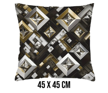 Allernieuwste.nl Kussenhoes Geometrisch Goud Zilveren Blokken - 45 x 45 cm