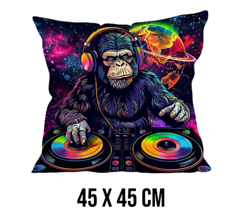 Allernieuwste.nl Allernieuwste.nl® Kussenhoes Graffiti DJ Aap Monkey Kussen Polyester - Kussenovertrek - Kleur 45 x 45 cm %%