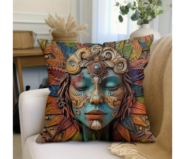 Allernieuwste.nl Kussenhoes Colourful Hippie Bladeren - 45x45cm