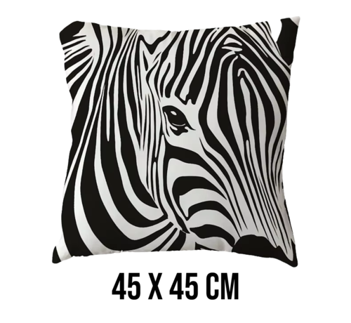 Allernieuwste.nl Allernieuwste.nl® Kussenhoes Zebra Zwart Wit 1  Kussen Polyester - Kussenovertrek - 45 x 45 cm %%