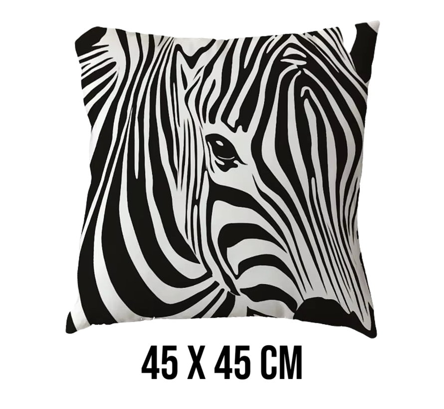 Allernieuwste.nl® Kussenhoes Zebra Zwart Wit 1  Kussen Polyester - Kussenovertrek - 45 x 45 cm %%