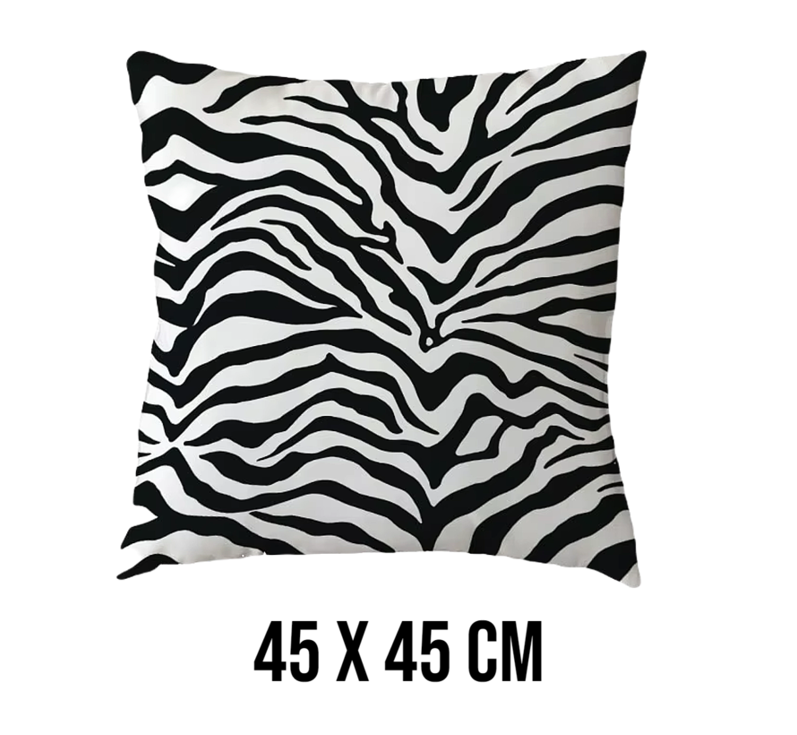 Allernieuwste.nl® Kussenhoes Zebra Zwart Wit 2  Kussen Polyester - Kussenovertrek - 45 x 45 cm %%