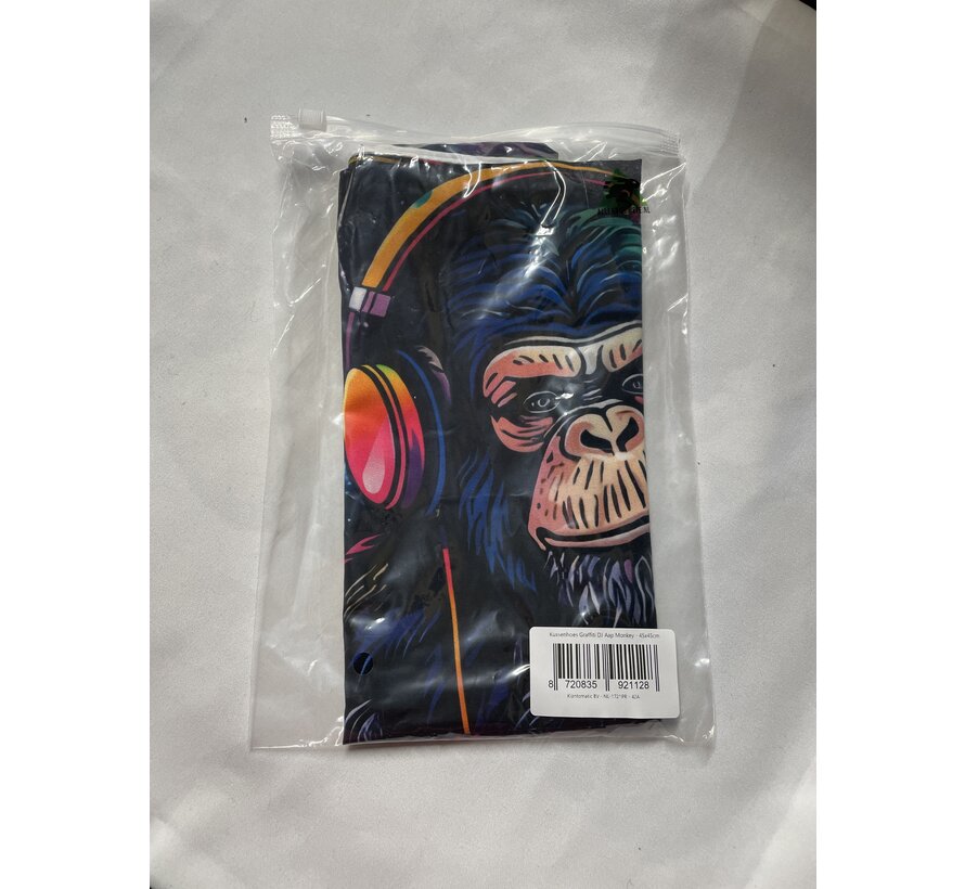 Allernieuwste.nl® Kussenhoes Graffiti DJ Aap Monkey Kussen Polyester - Kussenovertrek - Kleur 45 x 45 cm %%