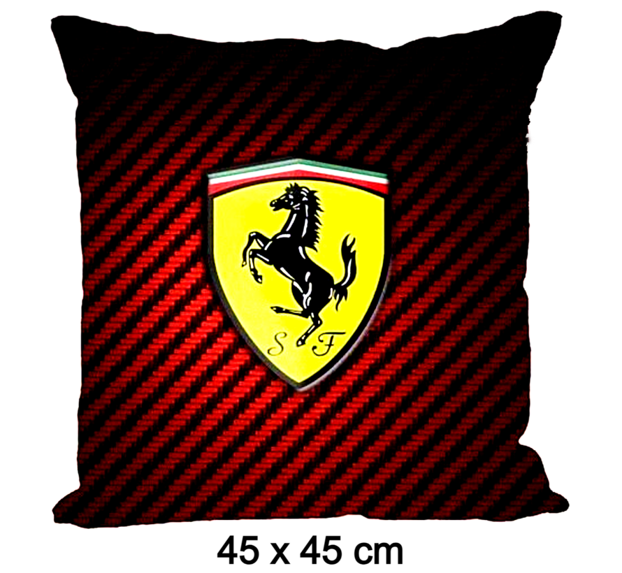 Allernieuwste.nl® Kussenhoes Ferrari Logo Kussen Polyester - Kussenovertrek - 45 x 45 cm %%