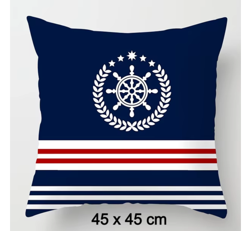 Allernieuwste.nl Allernieuwste.nl® Kussenhoes Maritieme Nautisch Blauw Kussen Polyester - Kussenovertrek - 45 x 45 cm %%