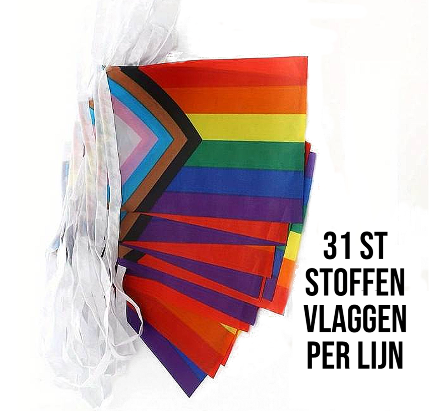 Allernieuwste.nl® Vlaggenlijn LGBTQ Regenboog Pride - Polyestervezel voor Binnen en Buiten - LGBT Versiering - 31 vlaggen kleur %%