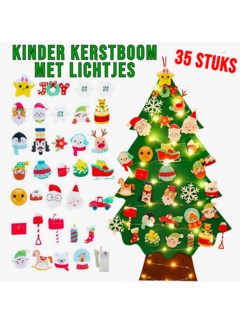 Allernieuwste.nl Kinder Kerstboom Doe-Het-Zelf 34 Onderdelen Vilt Klittenband