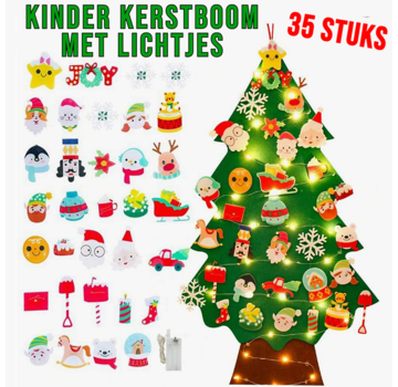 Allernieuwste.nl Kinder Kerstboom Doe-Het-Zelf 34 Onderdelen Vilt Klittenband