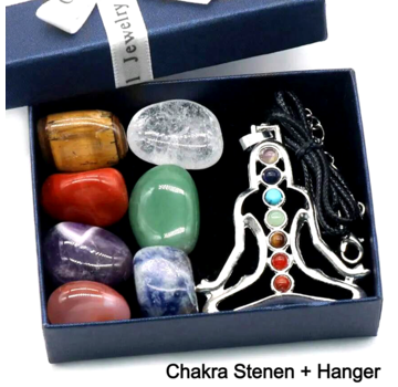 Allernieuwste.nl SET 7st Chakra Stenen en Ketting met Chakra Hanger + Ketting in Geschenkverpakking