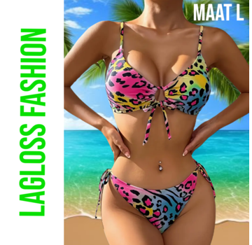 LaGloss Neon Panterprint Bikini 2 set - Maat L