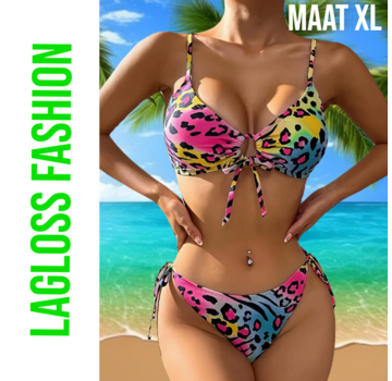 LaGloss Neon Panterprint Bikini 2 set - Maat XL
