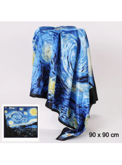 LaGloss Luxe Blauwe Sjaal Van Gogh Sterrennacht - 90 x 90 cm