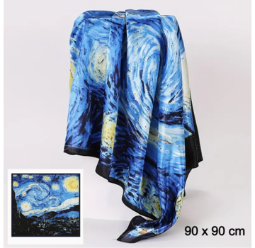 LaGloss Luxe Blauwe Sjaal Van Gogh Sterrennacht - 90 x 90 cm