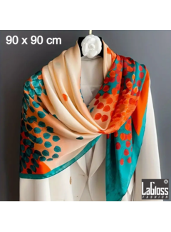 LaGloss Luxe Vierkante Sjaal Vintage Bladpatroon - 90 x 90 cm