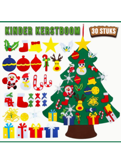 Allernieuwste.nl Kinder Kerstboom Doe-Het-Zelf 30 Onderdelen Vilt Klittenband