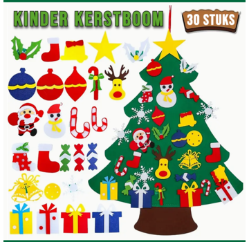 Allernieuwste.nl Kinder Kerstboom Doe-Het-Zelf 30 Onderdelen Vilt Klittenband