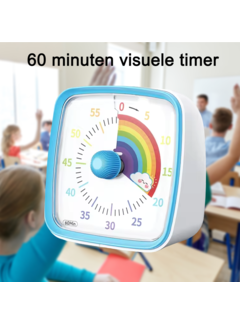 Allernieuwste.nl Visuele Leerklok Timer - 60 Minuten - Wit Blauw Regenboog