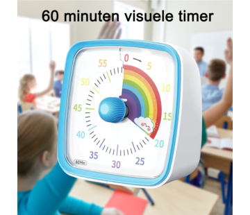 Allernieuwste.nl Visuele Leerklok Timer - 60 Minuten - Wit Blauw Regenboog