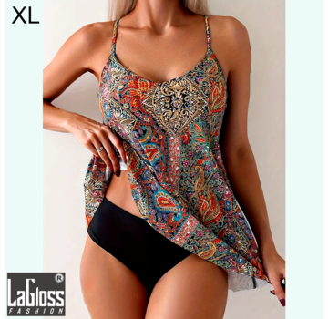 LaGloss Tankini Paisley Bikini - Maat XL