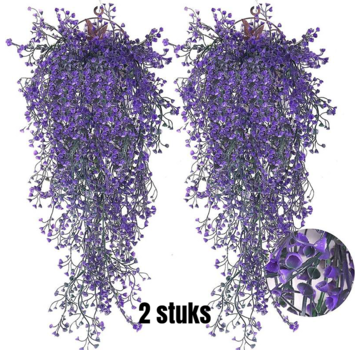 Allernieuwste.nl 2 STUKS Hangende Paarse Kunst Bloemen - 80 cm