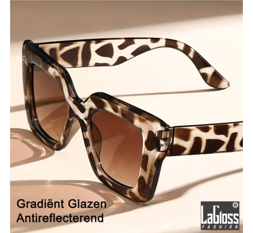 LaGloss LaGloss® Zonnebril Luipaard Print - Stijlvol & Modieus - Bruin & Crème