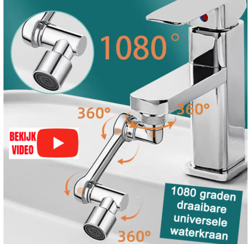 Allernieuwste.nl Draaibare Waterkraan Verlenging Zilver Universeel - 1080° ABS