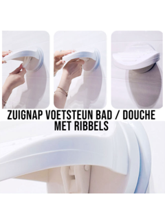 Allernieuwste.nl Voetsteun Scheersteun Badkamer Douche + Ribbels - Anti-Slip & Zuignap - Wit