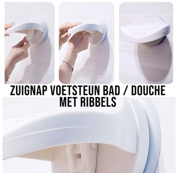 Allernieuwste.nl Voetsteun Scheersteun Badkamer Douche + Ribbels - Anti-Slip & Zuignap - Wit