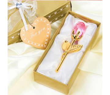 Allernieuwste.nl Chrystal Gouden Roze Roos in Mooie Geschenkverpakking - Roze Roos - 55 x 120 mm