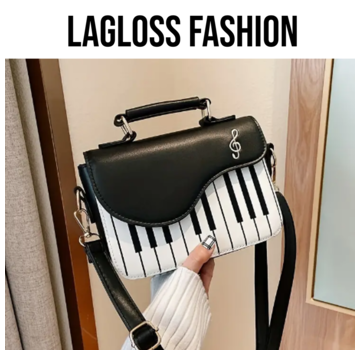 LaGloss Schoudertas Piano Zwart Wit - 20 x 8 x 14 cm