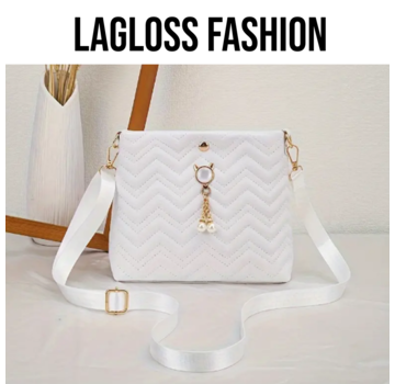 LaGloss Schoudertas Gewatteerd met Parels Wit - 20 x 7 x 18 cm