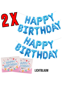 Allernieuwste.nl 2 SETS Happy Birthday Ballonnen Slinger Licht Blauw