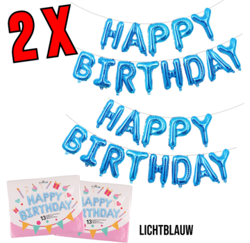 Allernieuwste.nl 2 SETS Happy Birthday Ballonnen Slinger Licht Blauw