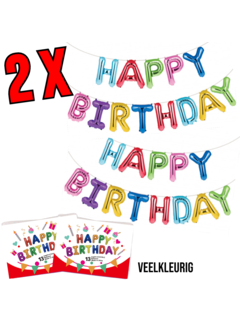 Allernieuwste.nl 2 SETS Happy Birthday Ballonnen Slinger Multicolor