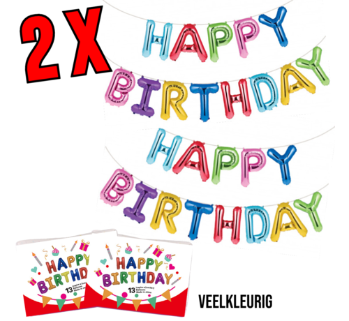 Allernieuwste.nl Allernieuwste.nl® 2 SETS Happy Birthday Ballonnen Zilver - Feest Versiering Verjaardags Folie Ballonnen Feest Decoratie Slinger Multicolor - 2 sets