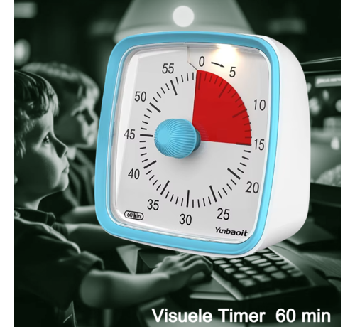 Allernieuwste.nl Allernieuwste.nl® Visuele Timer Kinderen Countdown Afteltimer Tijdklok 60 Minuten Leerklok Kind School Thuis Keuken Kantoor - Stille Timer Met Nachtlampje - Blauw Rood ##