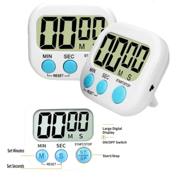 Allernieuwste.nl Elektronische Timer Met Luid Alarm Magnetisch - Groot Display Wit