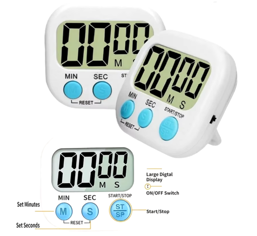 Allernieuwste.nl Allernieuwste.nl® Elektronische Timer Met Luid Alarm Magnetisch - Game Tijd Studie Keuken Kok Time Groot Display Wit ##