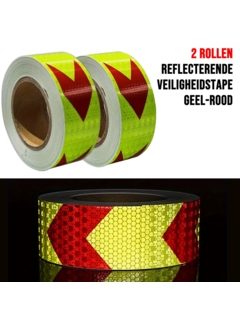 Allernieuwste.nl 2 Rollen Reflecterende Tape Stickers Veiligheidstape - 50mmx3mtr - Geel-Rood