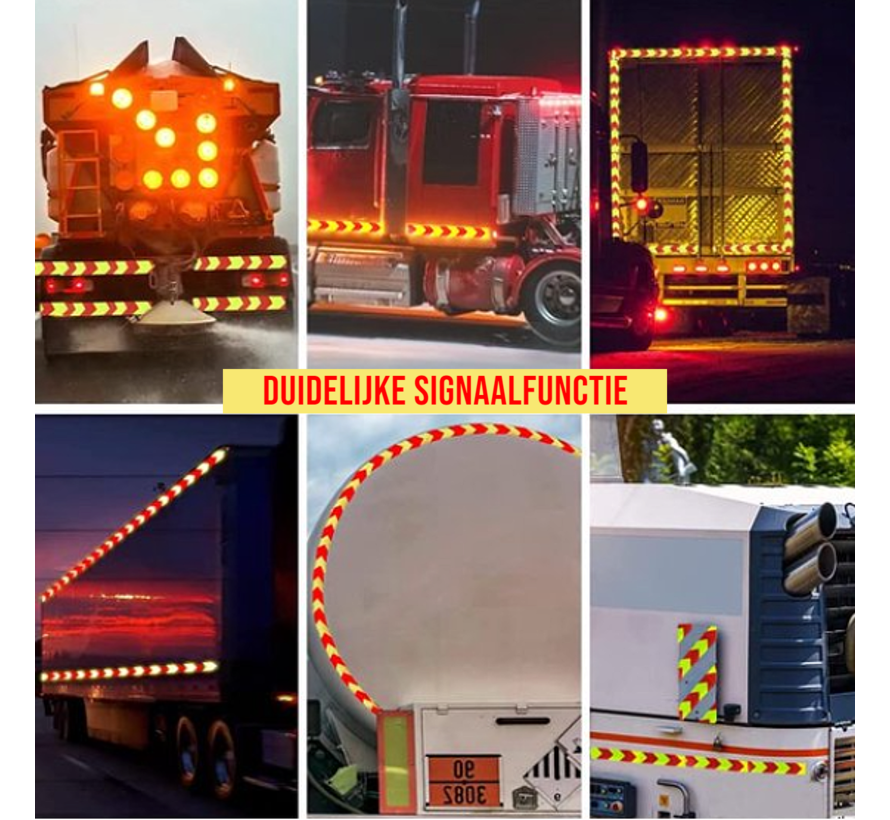 Allernieuwste.nl® 2 Rollen Reflecterende Tape Stickers Veiligheidstape - 50mmx3mtr - Reflectie Reflector Plakband - Geel-Rood - 2 Rollen %%