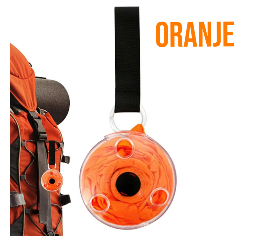 Allernieuwste.nl® Oprolbare Opvouwbare Boodschappentas - Draagbare Schoudertas - 2 Stuks - Oranje ##