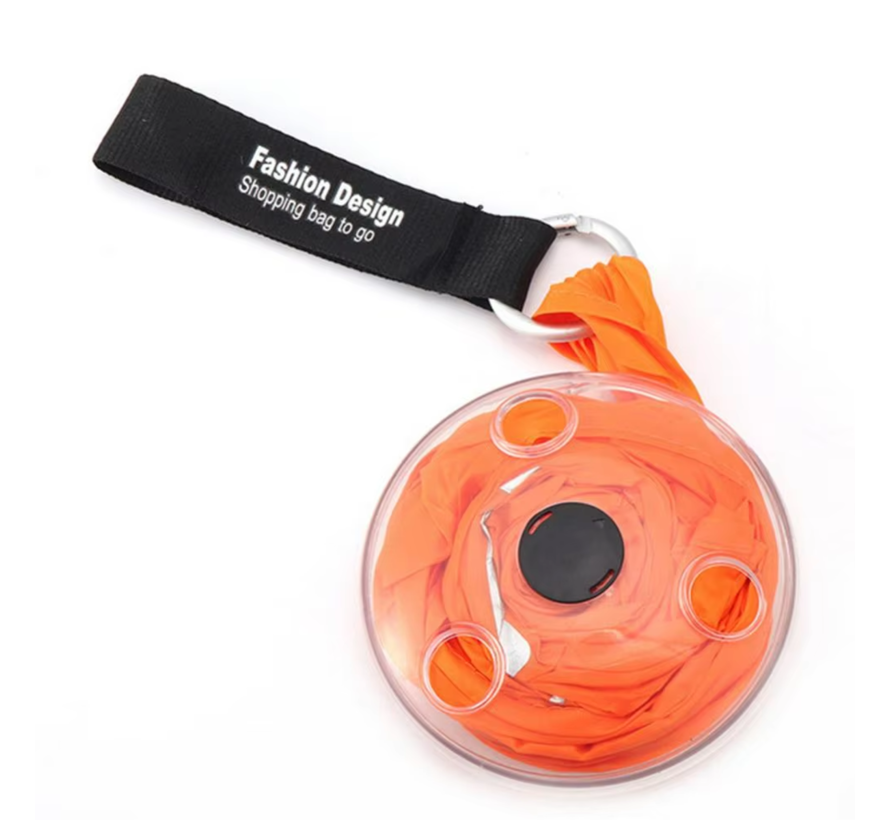 Allernieuwste.nl® Oprolbare Opvouwbare Boodschappentas - Draagbare Schoudertas - 2 Stuks - Oranje ##