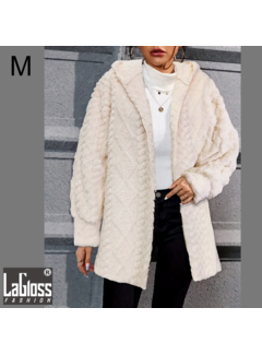 LaGloss Warme Teddy Jas Crème met Capuchon - Maat M