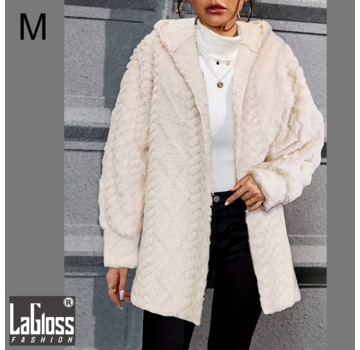 LaGloss Warme Teddy Jas Crème met Capuchon - Maat M