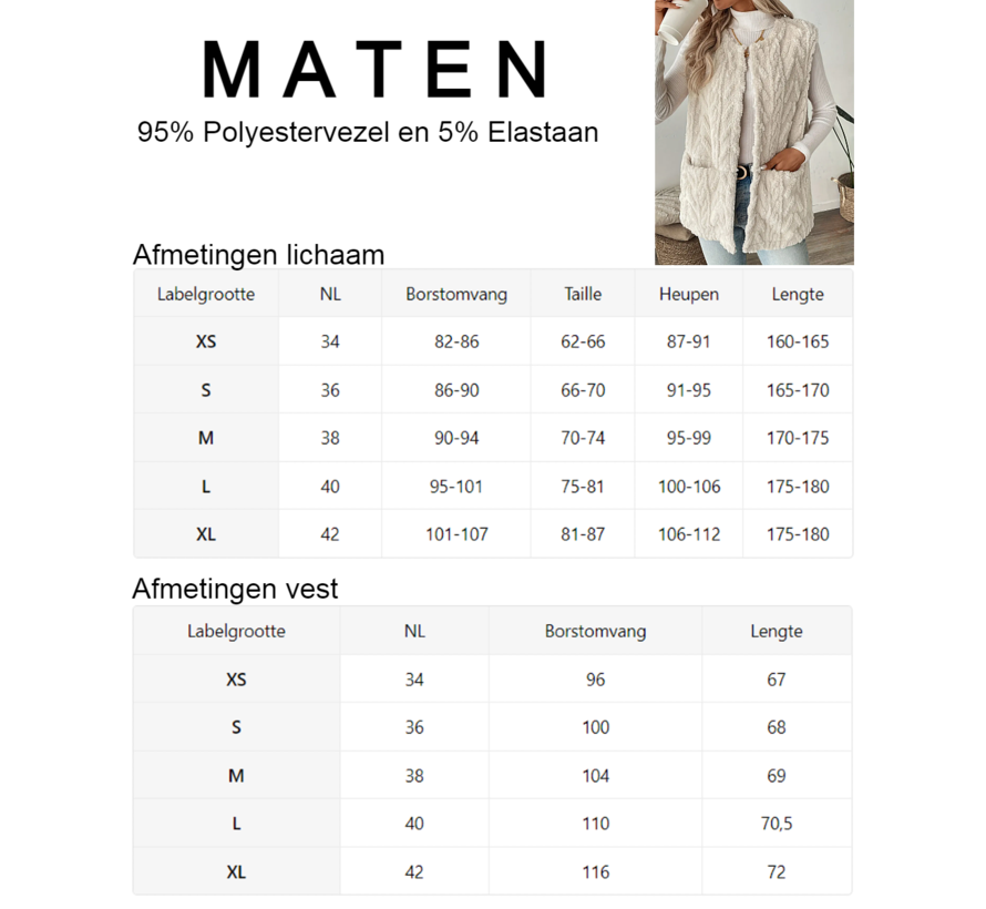 LaGloss® Mouwloos Vest Teddy Crème - Bodywarmer Pluche - Modieuze Winter Bodywarmer - Maat M