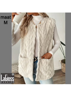 LaGloss Mouwloos Vest Teddy Crème - Bodywarmer - Maat M