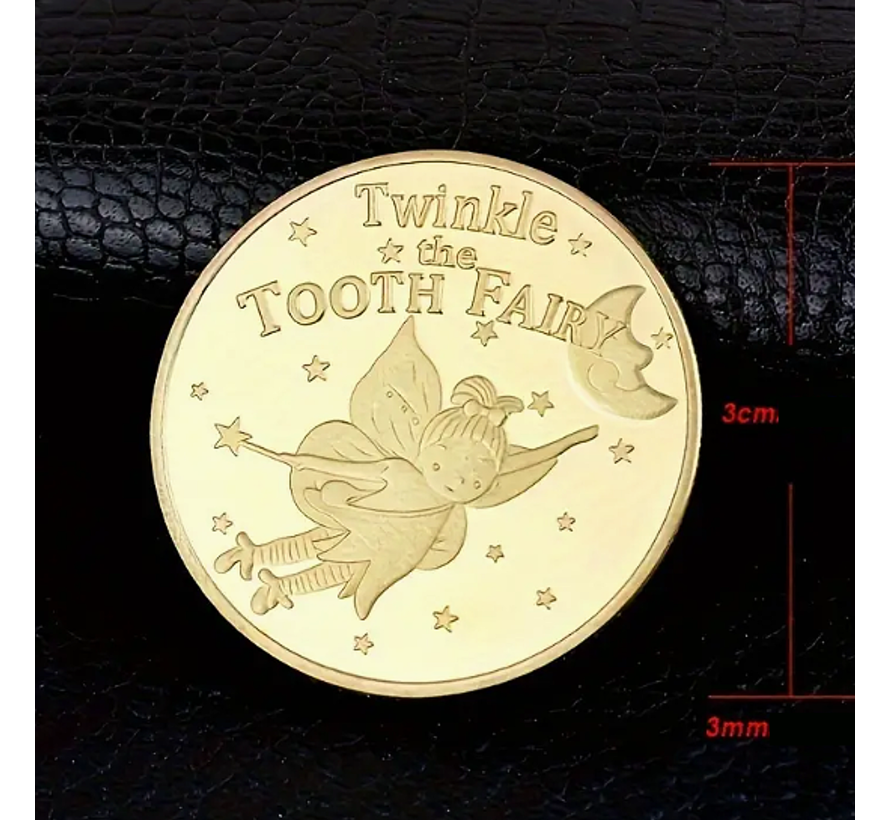 Allernieuwste.nl® Tandenfee Vlinder Herdenkingsmunt Verguld Cadeau - Een Leuk Geschenk Idee - Goud Verguld - Ø 30 mm %%