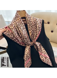 LaGloss Luxe Luipaardprint Sjaal Roze - 90 x 90 cm